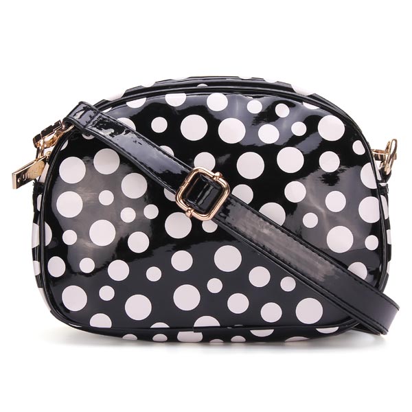 

Fashion Women Polka Dots Shoulder Bag Patent Leather Cross Body Bag